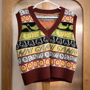 GANNI Graphic Knit Sweater Vest – Size S